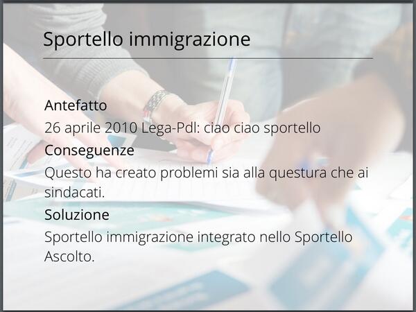 Ecco la slide sullo sportello immigrazione #opendalmine http://t.co/opkQegZ1nM